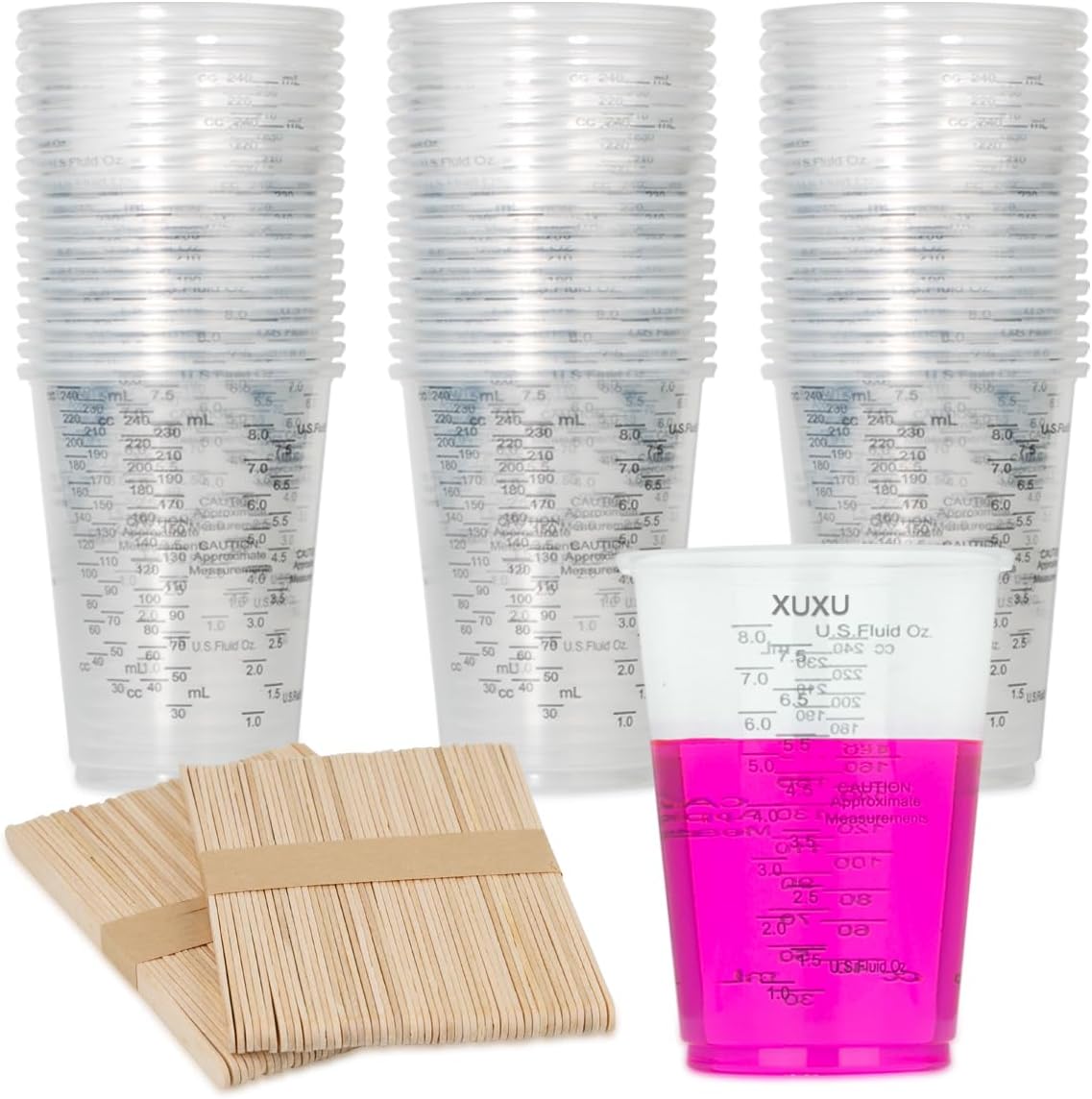 8oz Graduated Clear Plastic Measuring Cups