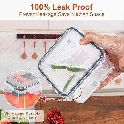 4 Pcs Food Storage Containers with Lids Airtight - BPA-Free, 100% Leak-Proof, Meal Prep Containers for Kitchen Storage and Organization, Dishwasher & Microwave, Freezer Safe(Square)