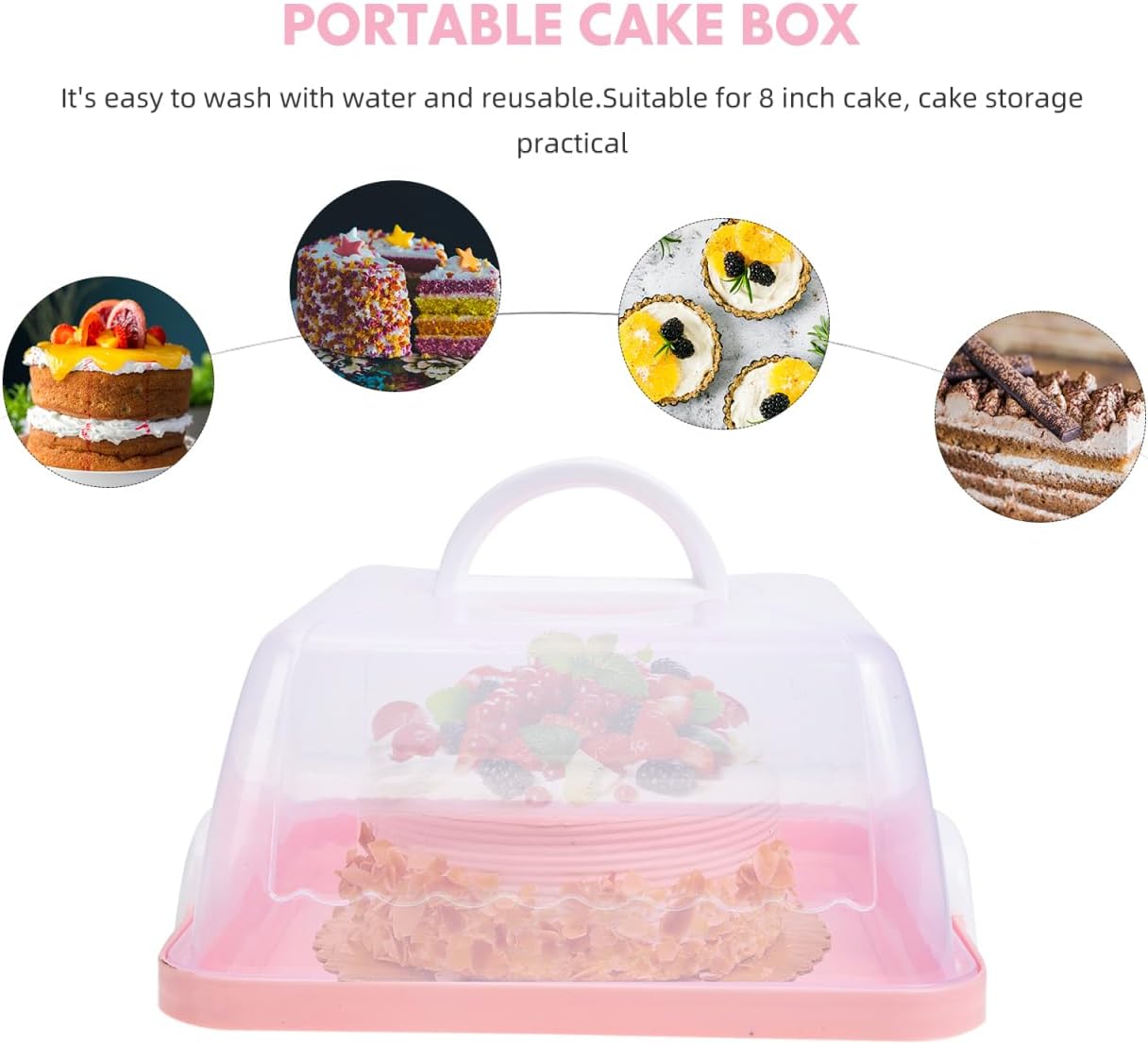 Cake Carrier with Lid and Handle Cake Stand Cupcakes Transport Storage Containers Holder Two Sided Base for Pies Cookies Muffin Pizza Nuts Fruit Dessert Christmas Presents Plastic Cover