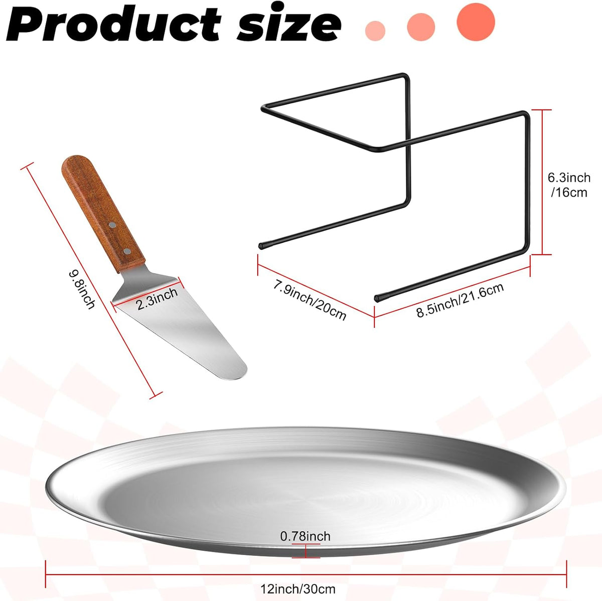 Linone 4 PCS Pizza Stand Holder, Black Metal Pizza Pan Display Stands