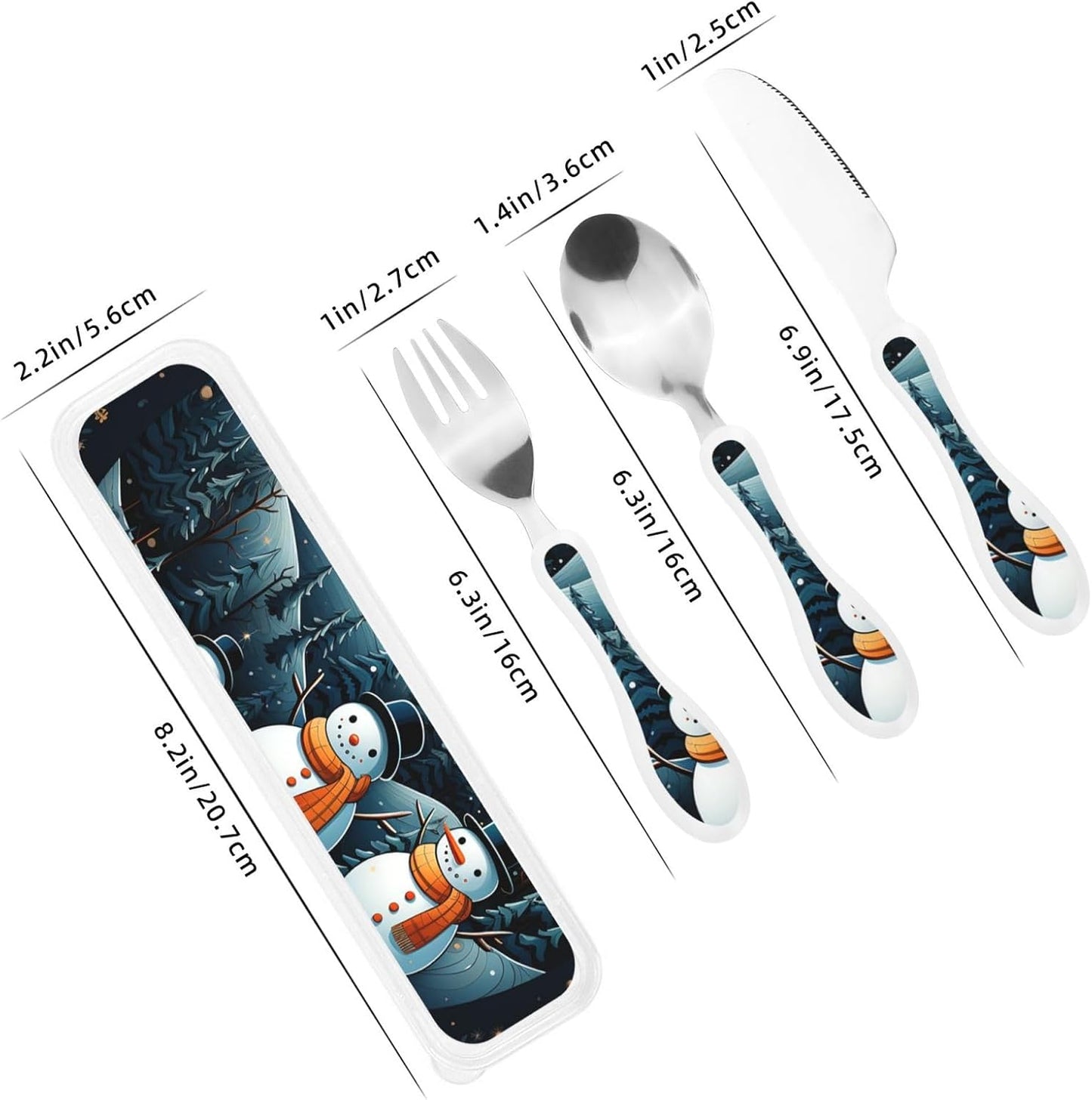 3-Piece Kids Silverware Set With Storage Case, Stainless Steel Reusable Children Safe Knife Spoon Fork Set Blue Active Girl Running Sunset Children Flatware Set For Kids Lunch Box - Colors B