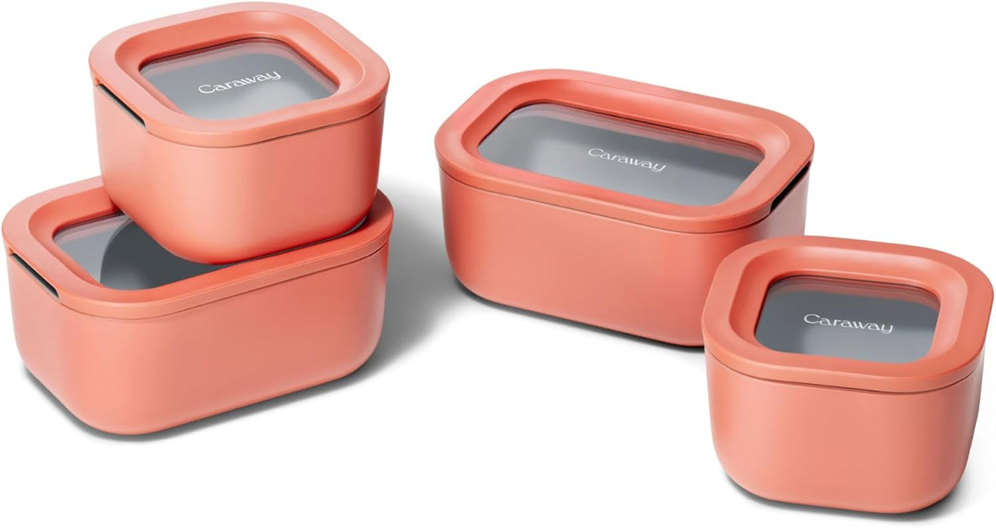 Caraway 13pc Glass Food Storage Container Set - Easy to Store, Non Toxic Lunch Box - with Glass Lids - Includes Storage Organizer - Mist
