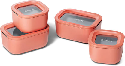 Caraway 13pc Glass Food Storage Container Set - Easy to Store, Non Toxic Lunch Box - with Glass Lids - Includes Storage Organizer - Mist