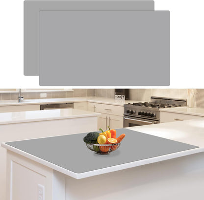 36"x24"(90cmx60cm) Large Silicone Mat for Kitchen Counter, Heat Resistant Non-Slip Countertop Protector, Waterproof Silicone Craft Mat for Kitchen Island, 2Pack (Semitransparent)