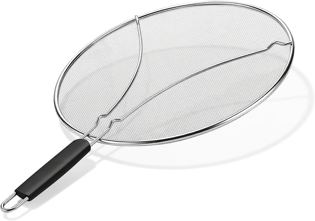 Splatter Screen for Frying Pan 3-Piece Set - Stainless Steel Grease Splatter Guard (13", 11.4", 9.8") - Oil Splash Guard & Fine Mesh Cover for Cooking Bacon