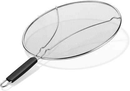 Splatter Screen for Frying Pan 3-Piece Set - Stainless Steel Grease Splatter Guard (13", 11.4", 9.8") - Oil Splash Guard & Fine Mesh Cover for Cooking Bacon