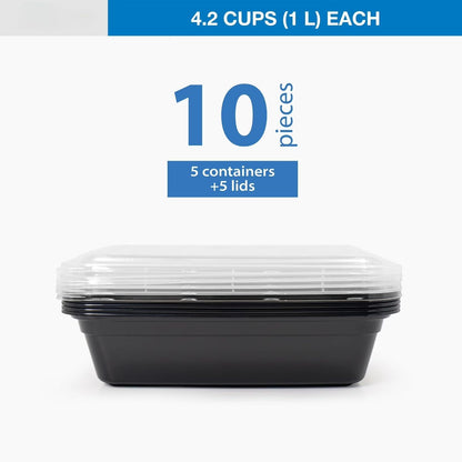 10-Piece Meal Prep Containers with Lids, Single Compartment, BPA-Free, Leak-Resistant, Microwave and Dishwasher Safe, Made for Family Meals and Easy Serving