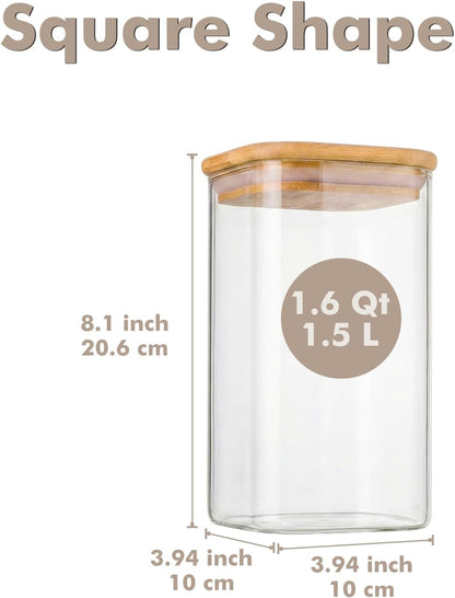 2-Pack 3.4Qt Large Glass Flour Sugar Storage Containers with Lids | Wide Mouth Design, With Measuring Cups, Minimalist Kitchen Organizer,Scandinavian Style Storage,Nordic Style Storage