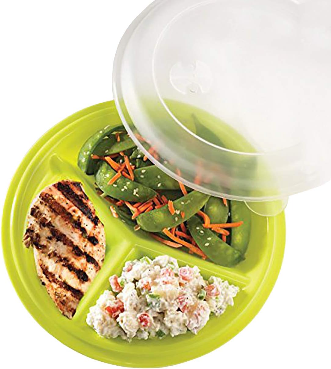 BNYD Portion Control Lunch Container with Lid – Travel Food Storage for Meal Prep, Bento Box Style, Divided Microwave Safe Dish (Set of 3)