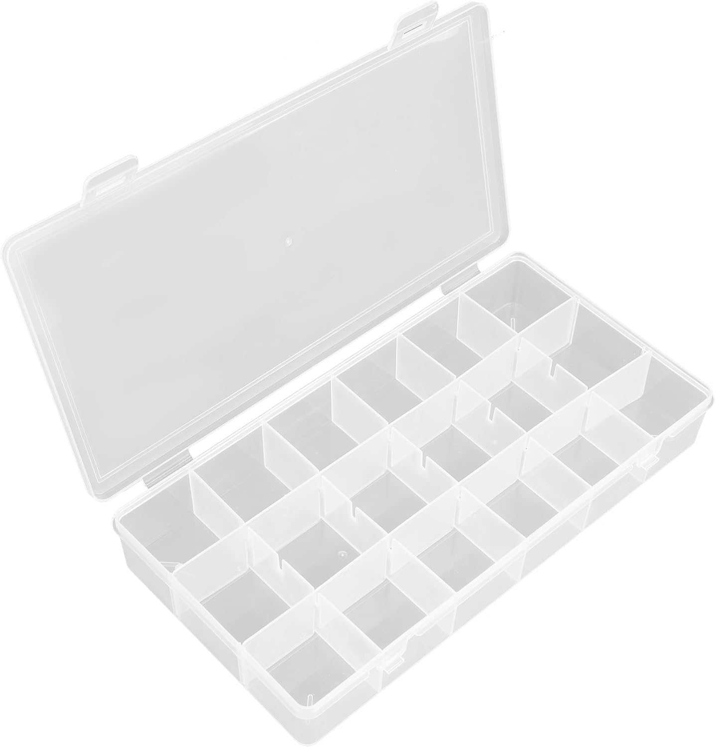OALCQ 24 Grids Plastic Organizer Box With Dividers Clear Craft Storage Bead Organizer Box Earring Travel Pill Jewelry Organizers Storage Boxes Screw Seed Small Parts Hair Tie