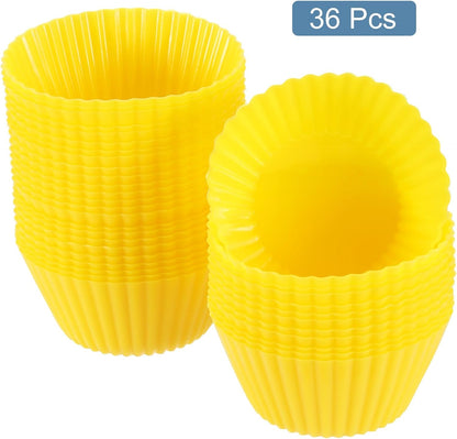 uxcell 18Pcs Silicone Cupcake Liners, Non-Stick Baking Cups, for Cooking Eggs, Baking Muffins and Make a Cake(Pink)
