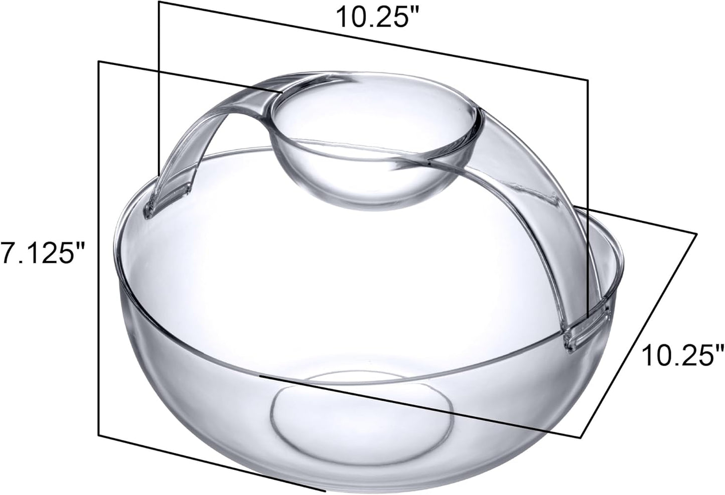 Amazing Abby - Charlotte - Plastic Chip and Dip Bowl, Clear Serving Platter, Unbreakable Party Appetizer Tray, BPA-Free, Dishwasher-Safe, Great for Chips, Salsa, Veggies, Snacks, and More