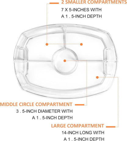 IVYHOME Chilled Condiment Server, Fruit Ice Serving Platter for Parties, Condiment Pots, Taco Bar Serving Set, Chilled Food Containers (Octagonal)