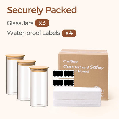 ComSaf 2Pcs Large Glass Storage Containers with Lids 4Qt, 1 Gallon Wide Mouth Flour Sugar Storage Containers, Large Capacity and Sealed for Rice, Cereal, Oat, Easy Clean and Scoop, Pantry Organization