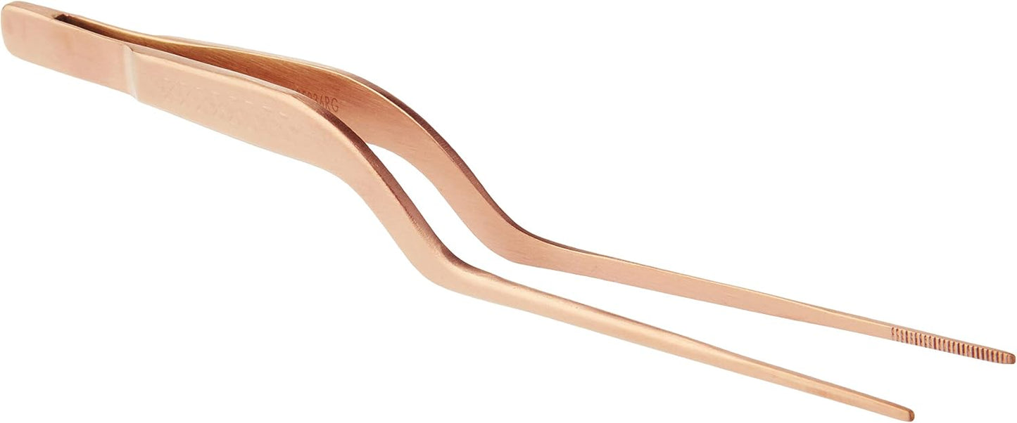 Mercer Culinary 18-8 Stainless Steel Chef Plating Tongs, Offset Tip, 6-1/2 Inch