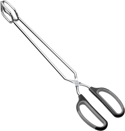 HINMAY Stainless Steel Scissor Tongs Cooking Tongs Set, Set of 3 (Black Handle, 10" 12" 16")