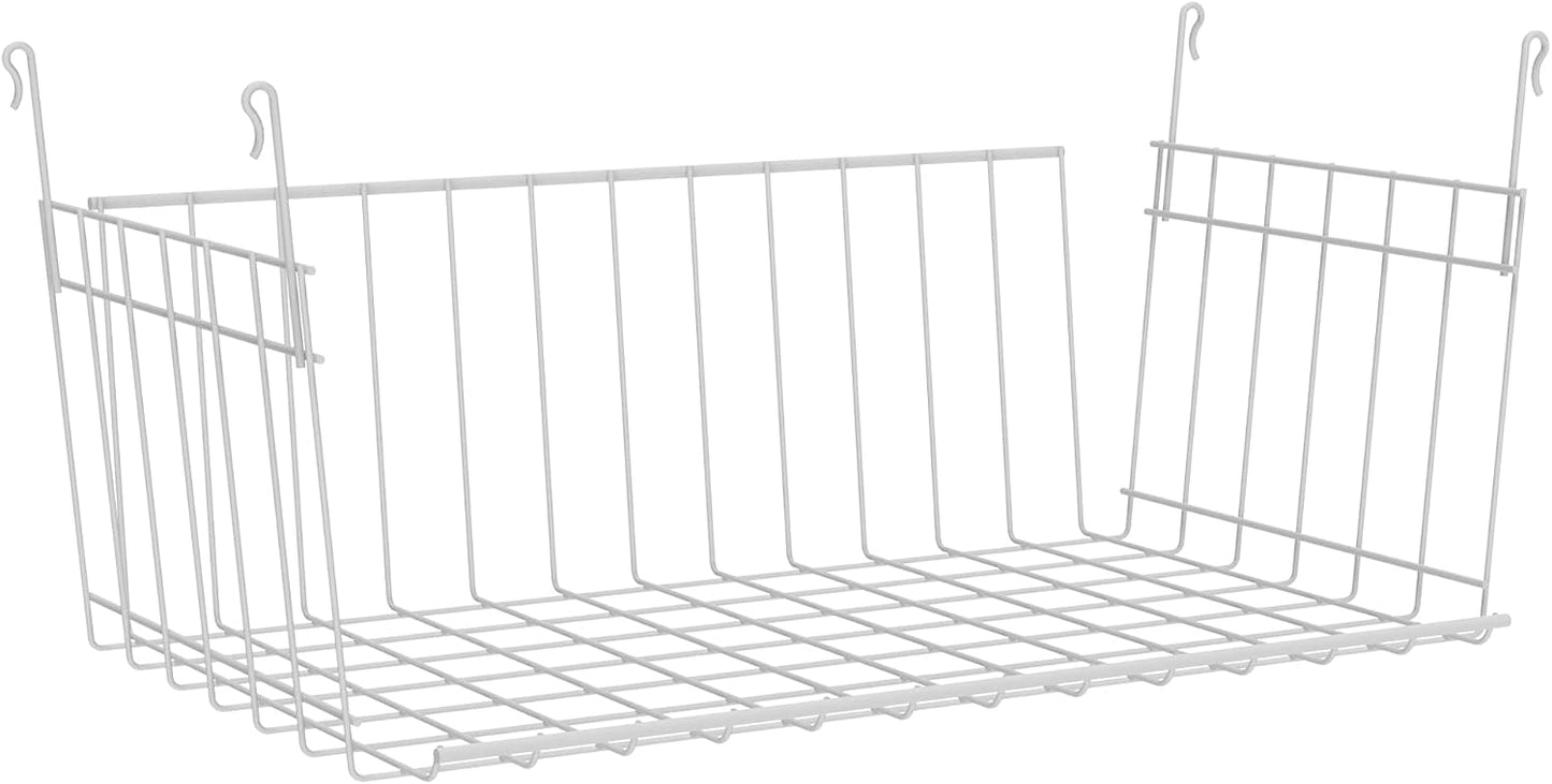 ClosetMaid Wire Hanging Shelf Basket for Storage, Organization in Closet or Pantry, No Assembly or Installation, Durable, White