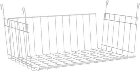ClosetMaid Wire Hanging Shelf Basket for Storage, Organization in Closet or Pantry, No Assembly or Installation, Durable, White