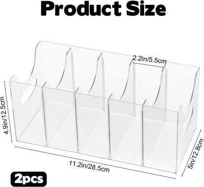 2 Pack Acrylic Belt Organizer Clear Stackable Belt Storage Holder Purse Organizer for Closet - 5 Compartments with Removable Dividers,Display Case Pantry Cabinet Organizers for Ties,Socks,Underwear