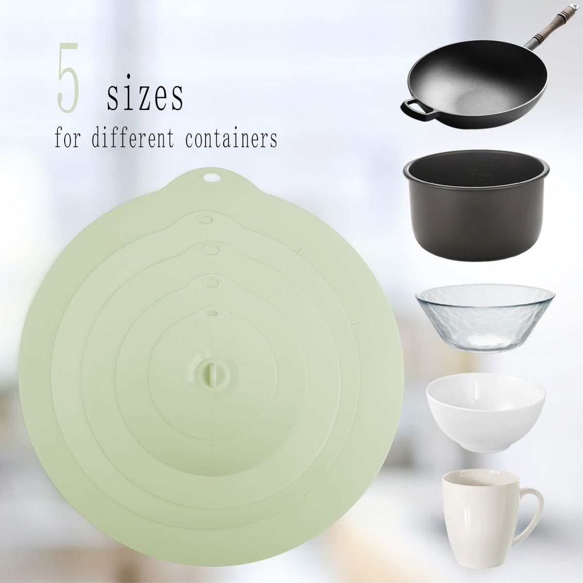 4 Pack 9.4" Silicone Lids for Cups Bowls Plates Pans, Microwave Splatter Cover, Kitchen Containers Lids Cover for Food Storage,Light Green Large