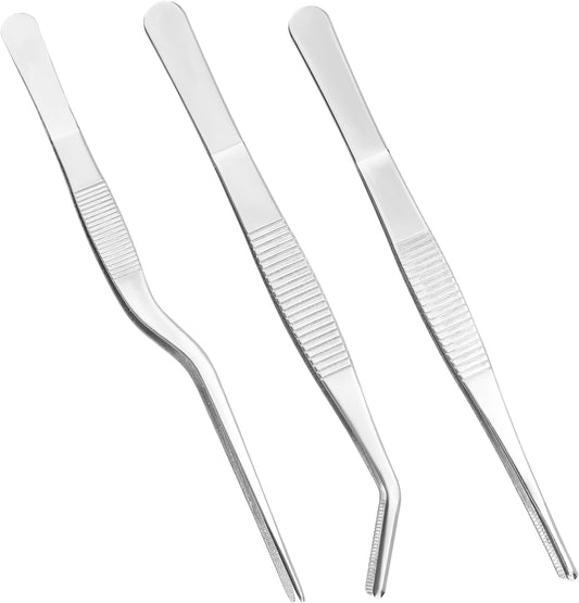 Stainless Steel Pliers Set, Multi-purpose Tool for Small Gardening, Kitchen, and Nail Beauty Etc. (3-piece set, 6.15 inches / 6.3 inches / 6.5 inches) (Three different tweezers)