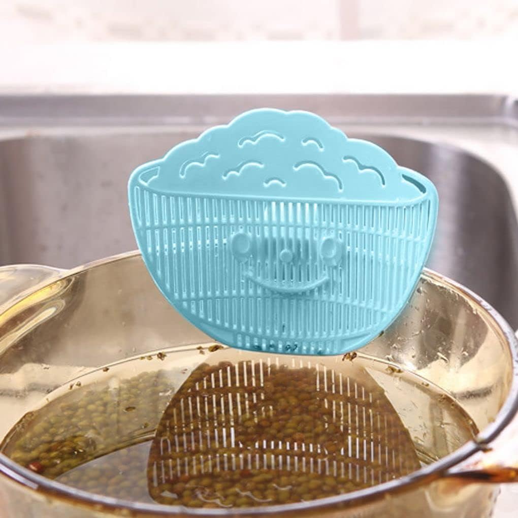 Clip On Strainer All Pots and Pans,Plastic Leaf Shape Rice Wash Sieve,Pasta Strainer Clip on Food Strainer Meat Vegetables Fruit PP Kitchen Colander,Rice Wash Tool,Blue 1204060NZX40QH 13x11x3.5cm