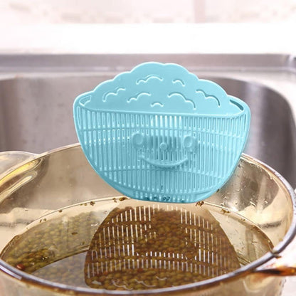 Clip On Strainer All Pots and Pans,Plastic Leaf Shape Rice Wash Sieve,Pasta Strainer Clip on Food Strainer Meat Vegetables Fruit PP Kitchen Colander,Rice Wash Tool,Blue 1204060NZX40QH 13x11x3.5cm