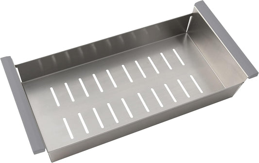 Stylish 17 inch Stainless Steel Over the Sink Colander with Non Slip Handle, A-02