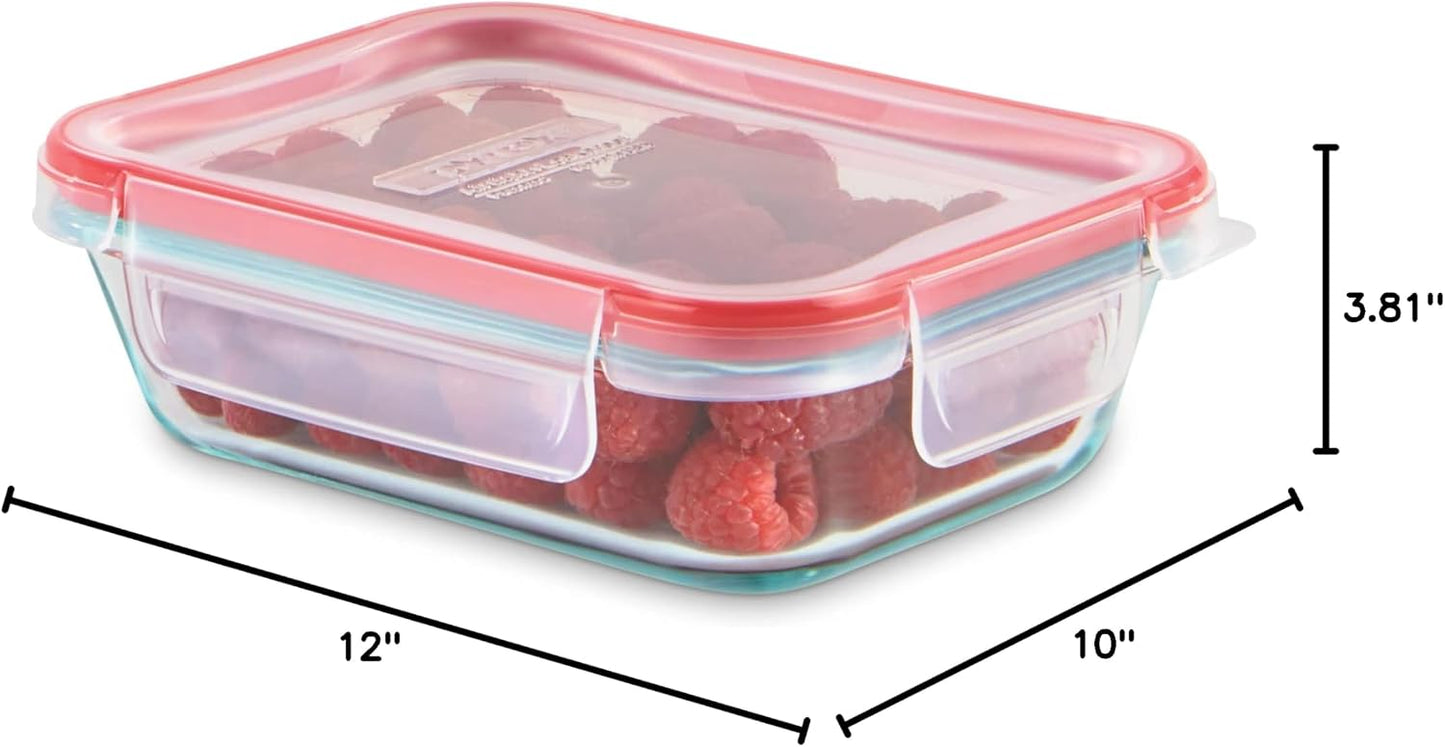 Pyrex Freshlock Glass Food Storage Container, Airtight & Leakproof Plastic Locking Lids, Freezer Dishwasher Microwave Safe, 8 Cup