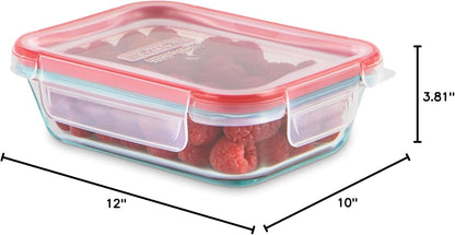 Pyrex Freshlock Glass Food Storage Container, Airtight & Leakproof Plastic Locking Lids, Freezer Dishwasher Microwave Safe, 8 Cup