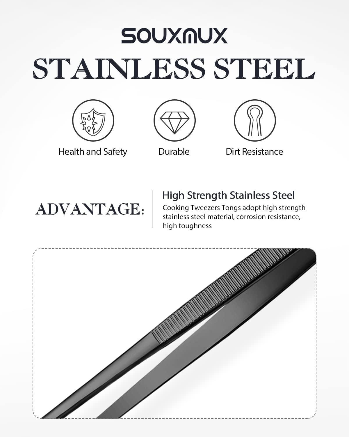 10-inch Cooking Tweezer and Offset Tweezer Set, Tongs Precision Serrated Tips, Stainless Steel Professional Chef Tweezer Kitchen Tools for BBQ, Plating and Serving