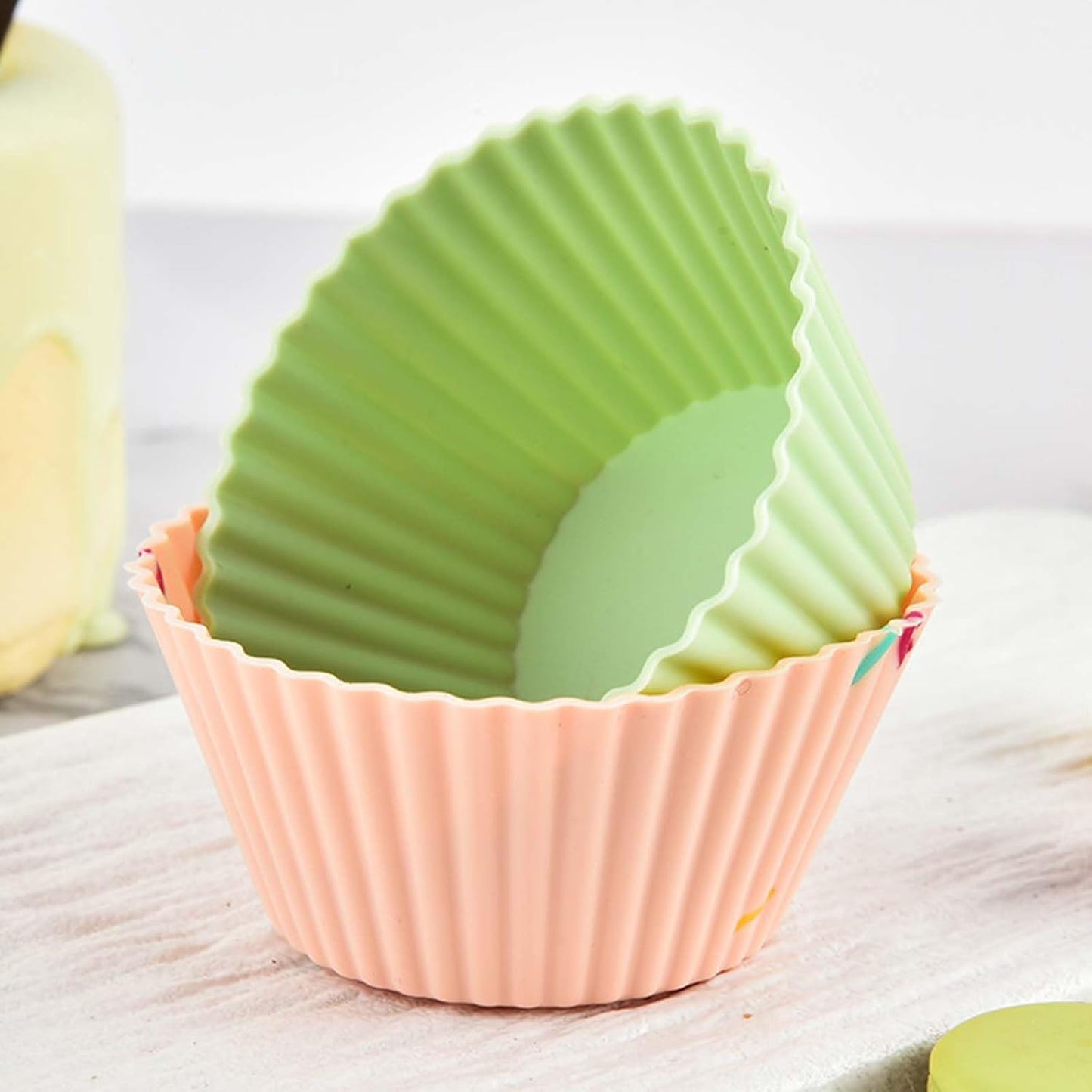 48 Pack Silicone Muffin Cups, Silicone Baking Cups, Muffin Liners, Reusable Cupcake Liners Nonstick, 9 Shapes Pastry Cake Molds Bento Lunch Box Dividers