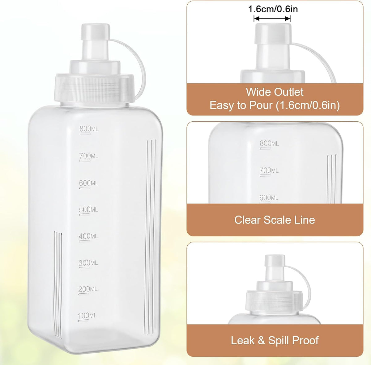 2Pcs Salad Dressing Dispenser 27Oz 20Oz Condiment Squeeze Bottles for Sauce