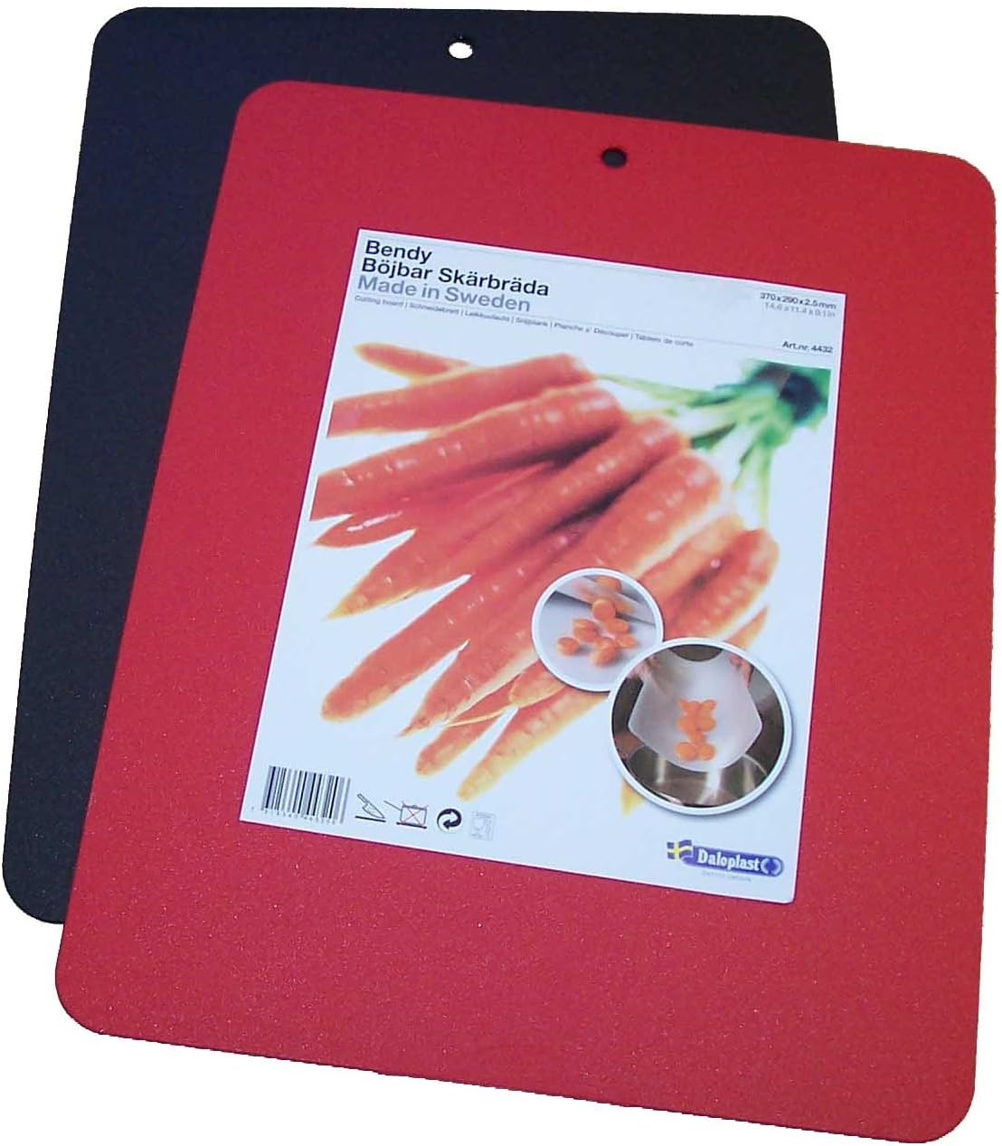 Linden Sweden Flexible Cutting Board 2-Pack - Lays Flat for Secure Work Surface - Extra-Thick for Durability - BPA-Free and Food-Safe (Red)