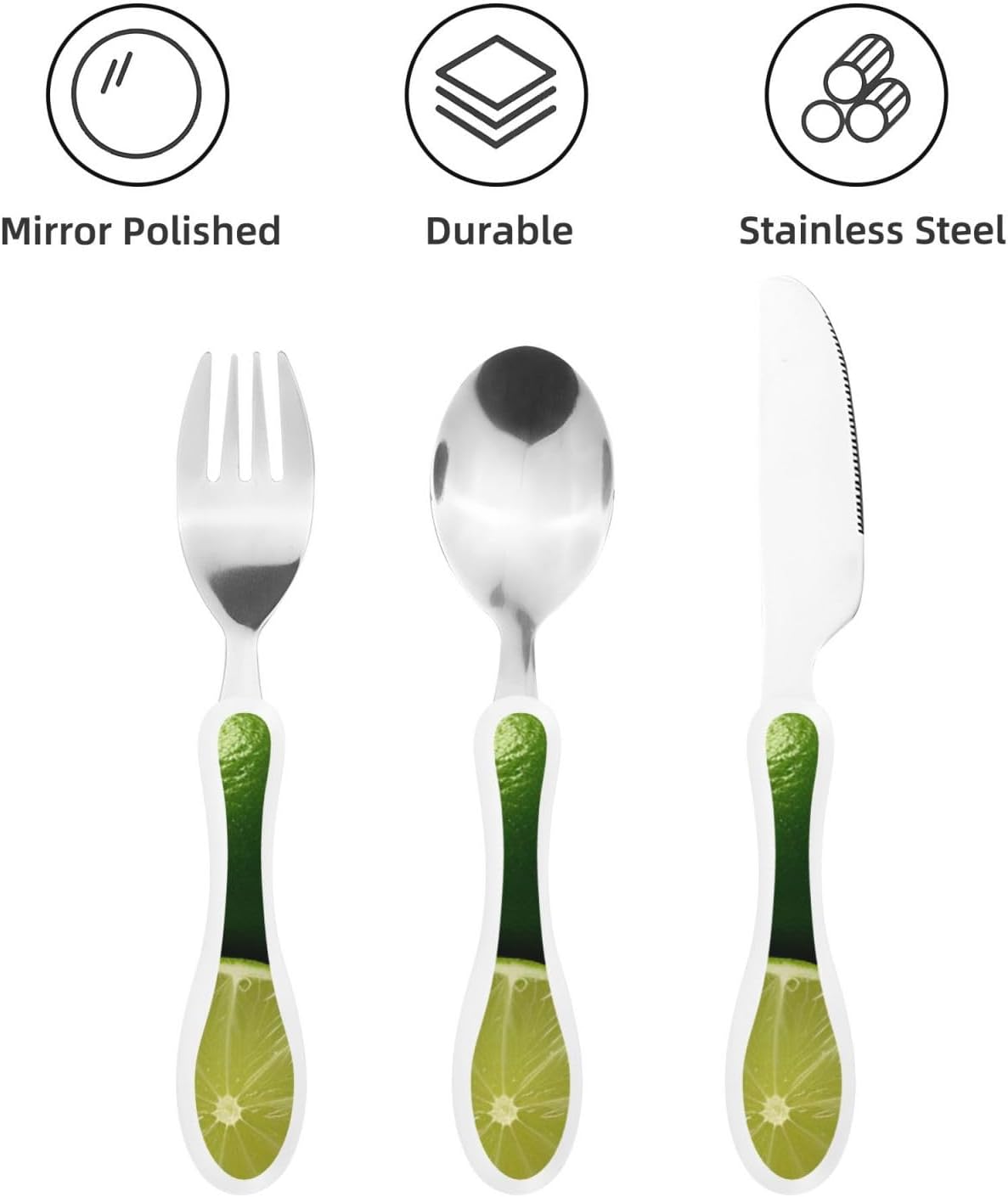 3-Piece Kids Silverware Set With Storage Case, Stainless Steel Reusable Children Safe Knife Spoon Fork Set Blue Active Girl Running Sunset Children Flatware Set For Kids Lunch Box - Colors A