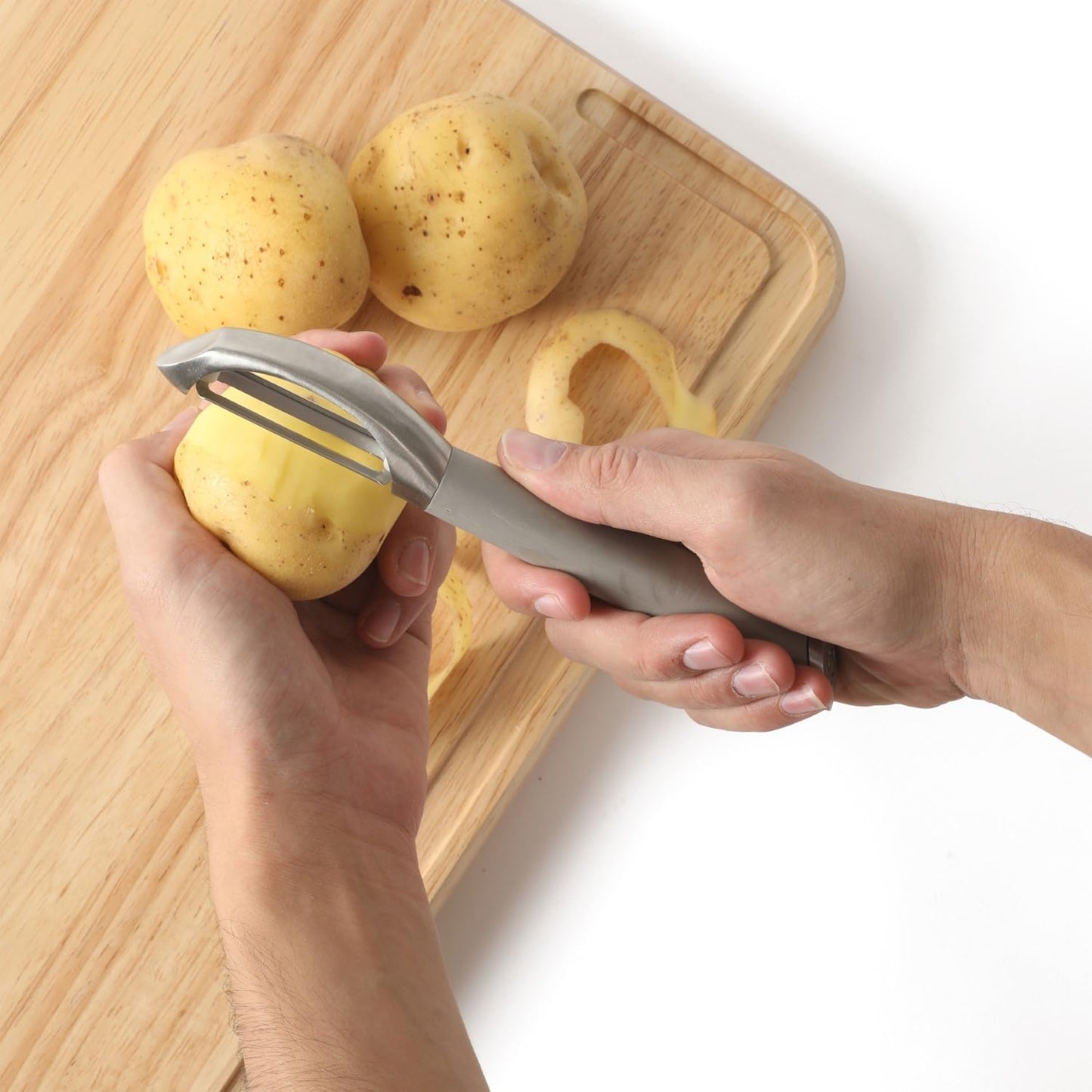 Calphalon Prime Straight Vegetable Peeler, Stainless Steel Peeler with Swivel Blade for Fruits & Vegetables, Weighted Handle for Control, Weighted Handle for Control