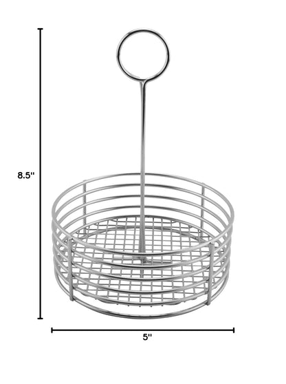 G.E.T. 4-81866 Stainless Steel Round Stainless Steel Condiment Caddy Stainless Steel Table Caddies Collection, 8.5"