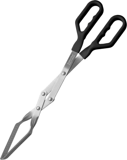 Steak Grill Tongs - 17 inch Red. Professional outdoor grilling utensil. Long reach Barbeque Grilling Tongs. Ideal for steak, fish, burger, and sausage
