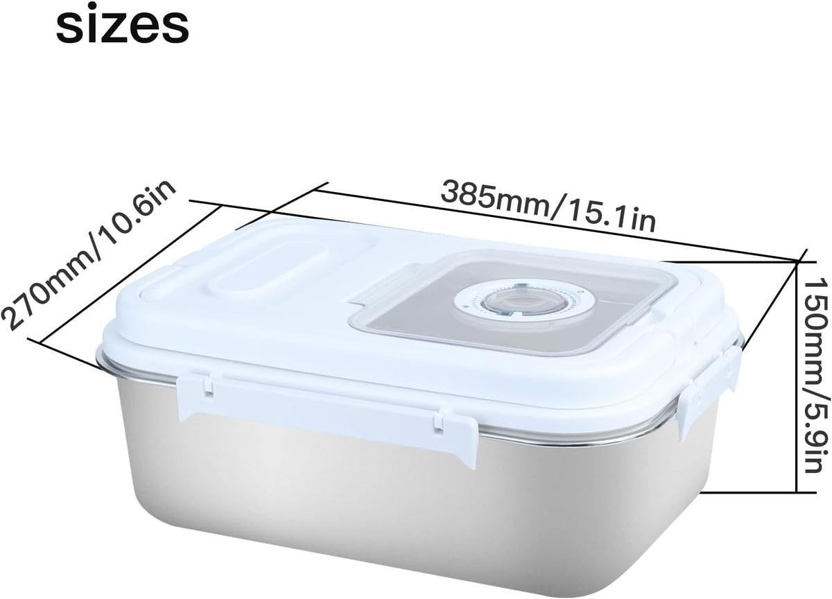 20Lbs Airtight Rice Container with Flip Lid, Stainless Steel Food Storage Container with Date Tracker, Measuring Cup and Spoon, 10L Portable Kitchen Pantry Bin for Flour Grain Sugar - Silver