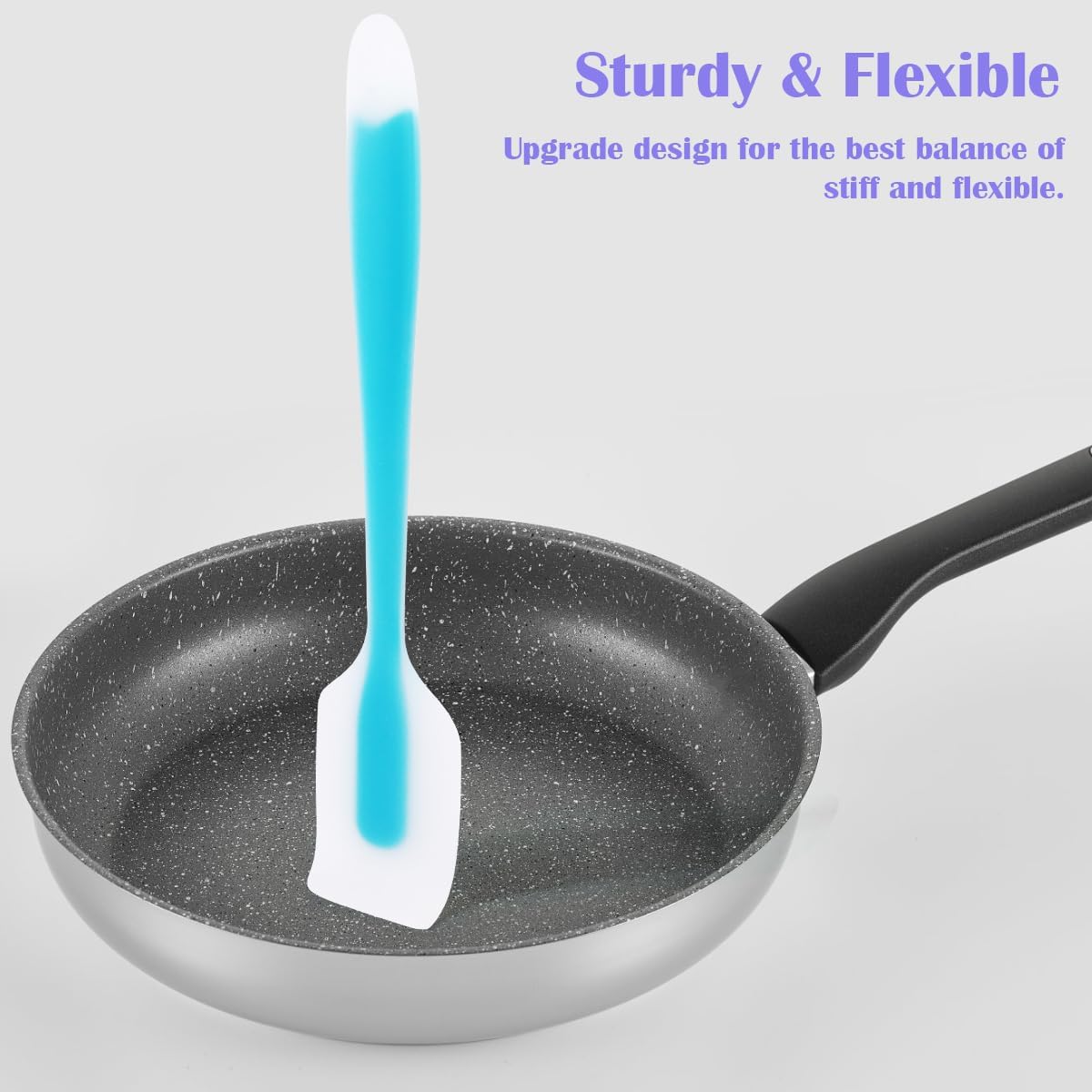 4 Pcs Silicone Spatula Set, 11inch Food Grade Rubber Spatulas, Upgrade Strong Handle with Ergonomic Grip, Heat Resistant Up to 450°F for Nonstick Cookware, Cooking, BPA Free, Dishwasher Safe