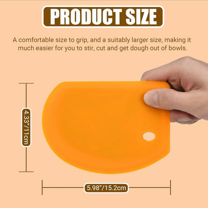 Silicone Dough Scraper with Stainless Steel Sheet, Curved Edge Flexible Bowl Scraper for Baking, Food Grade Silicone Bench Scraper for Sourdough Bread Proofing Basket, 5.98"×4.3", Dark Gray, SAPID