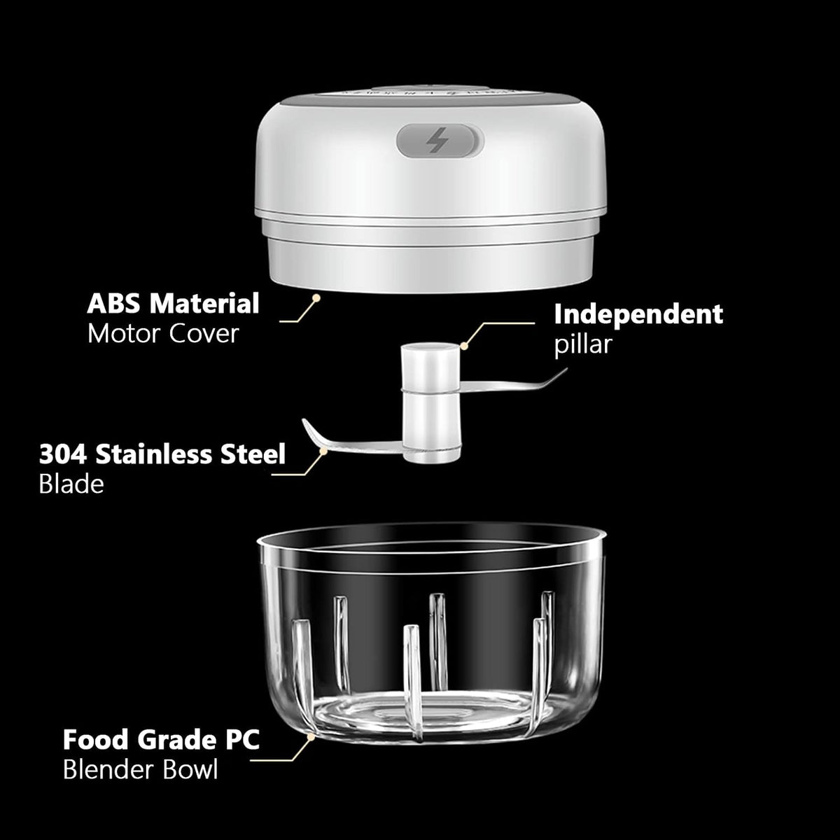 Electric Mini Garlic Mincer, 100ML USB Vegetable Onion Chopper