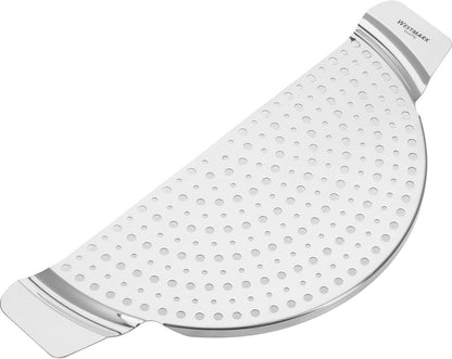 Westmark Stainless Steel Pan Strainer – Heat-Resistant Pot Drainer with Recessed Grip Handles, Fits Pots up to 10", Heavy-Duty Pasta & Vegetable Strainer, Dishwasher Safe