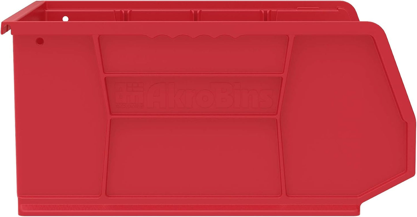 Akro-Mils 30250 AkroBins Plastic Storage Bins, Space-Saving Stackable Bins for Garage, Pantry, Craft Organization, 15" x 16" x 7", Black, 6-Pack