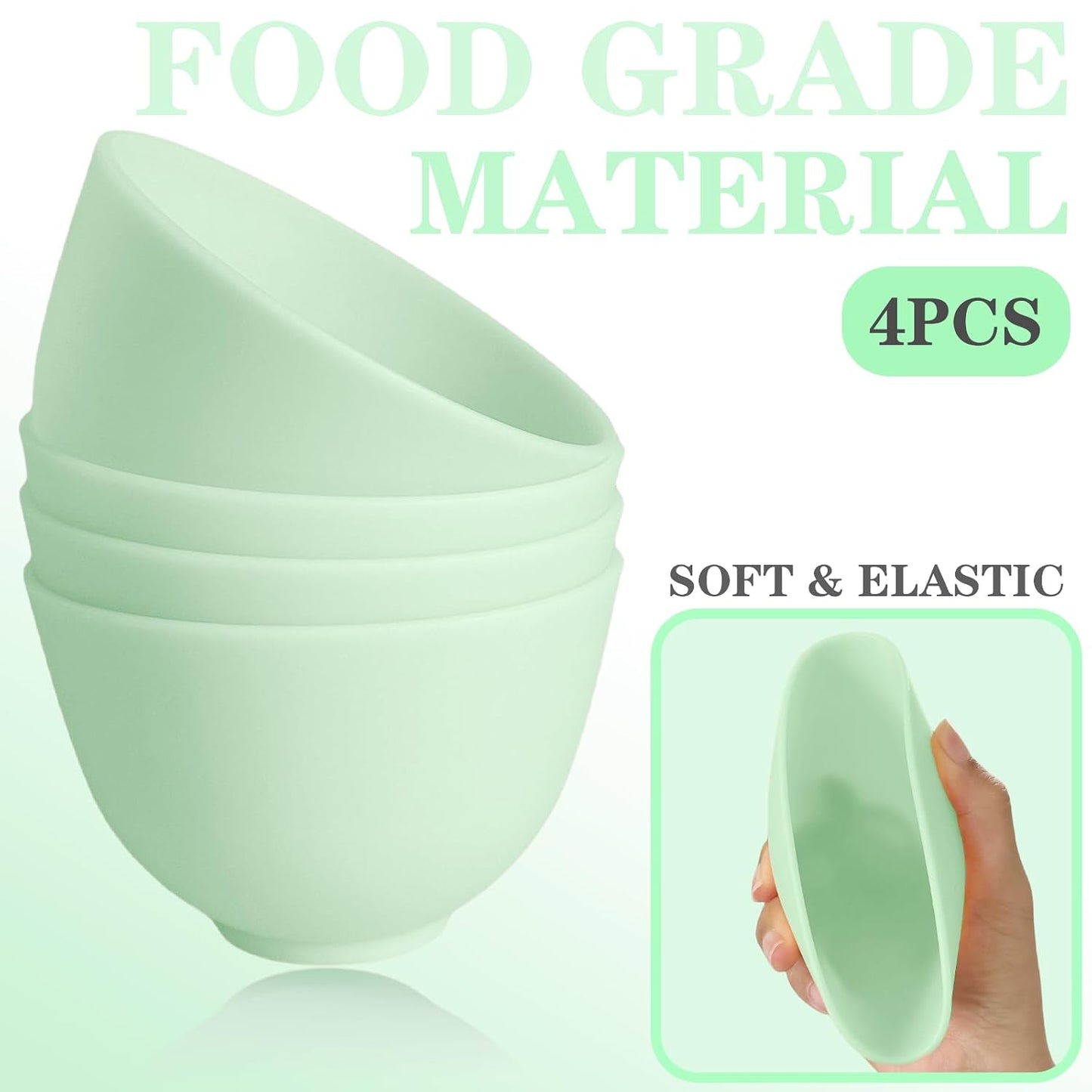 6Pcs Silicone Mixing Bowls, Silicone Bowls for Facials, DIY Face Mask Mixing Bowl for Home Salon Spa Face Skin Applicator Bowl, Black