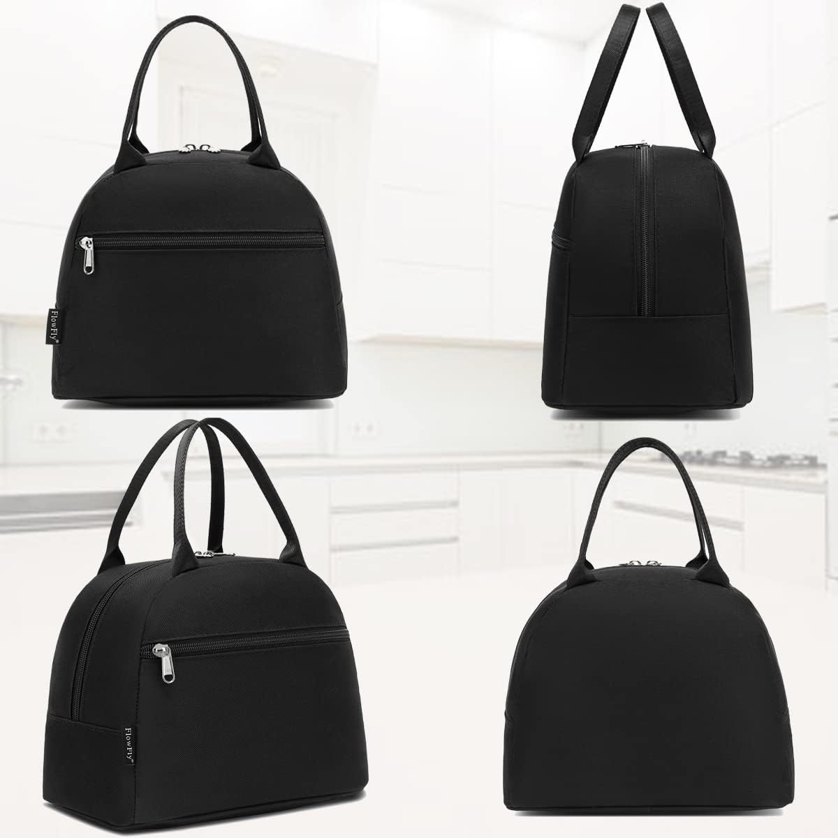 FlowFly Insulated Lunch Cooler Bag - Tote Bag Organizer for Women/Men, Black - Colors B