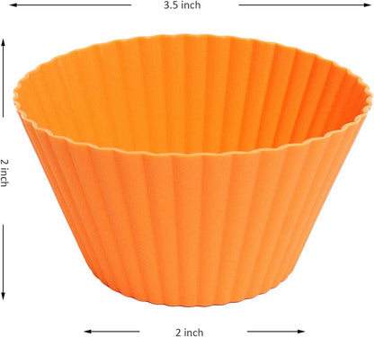 Extra Large Silicone Cupcake Muffin Cups 12 Pack, 3.54 Inch Muffin Liners, Reusable Jumbo Silicone Baking Cups Easy to Clean, Great for Cupcake, Mousse(Multicolor)