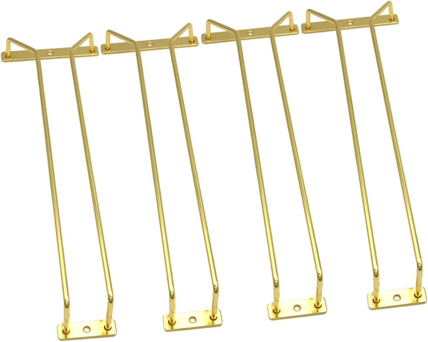 14-Inch Gold Wine Glass Rack, Under Cabinet Wine Glass Holder Stainless Steel Stemware Rack - Hanging Stemware Holder for Cabinet Kitchen Bar, Set of 2