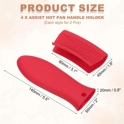 uxcell 4 Pcs Silicone Assist Hot Pan Handle Holder Hot Skillet Handle Covers Pot Holder Sleeve Non-Slip Heat Resistant for Kitchen Pot Frying Pans Cookware (Orange)