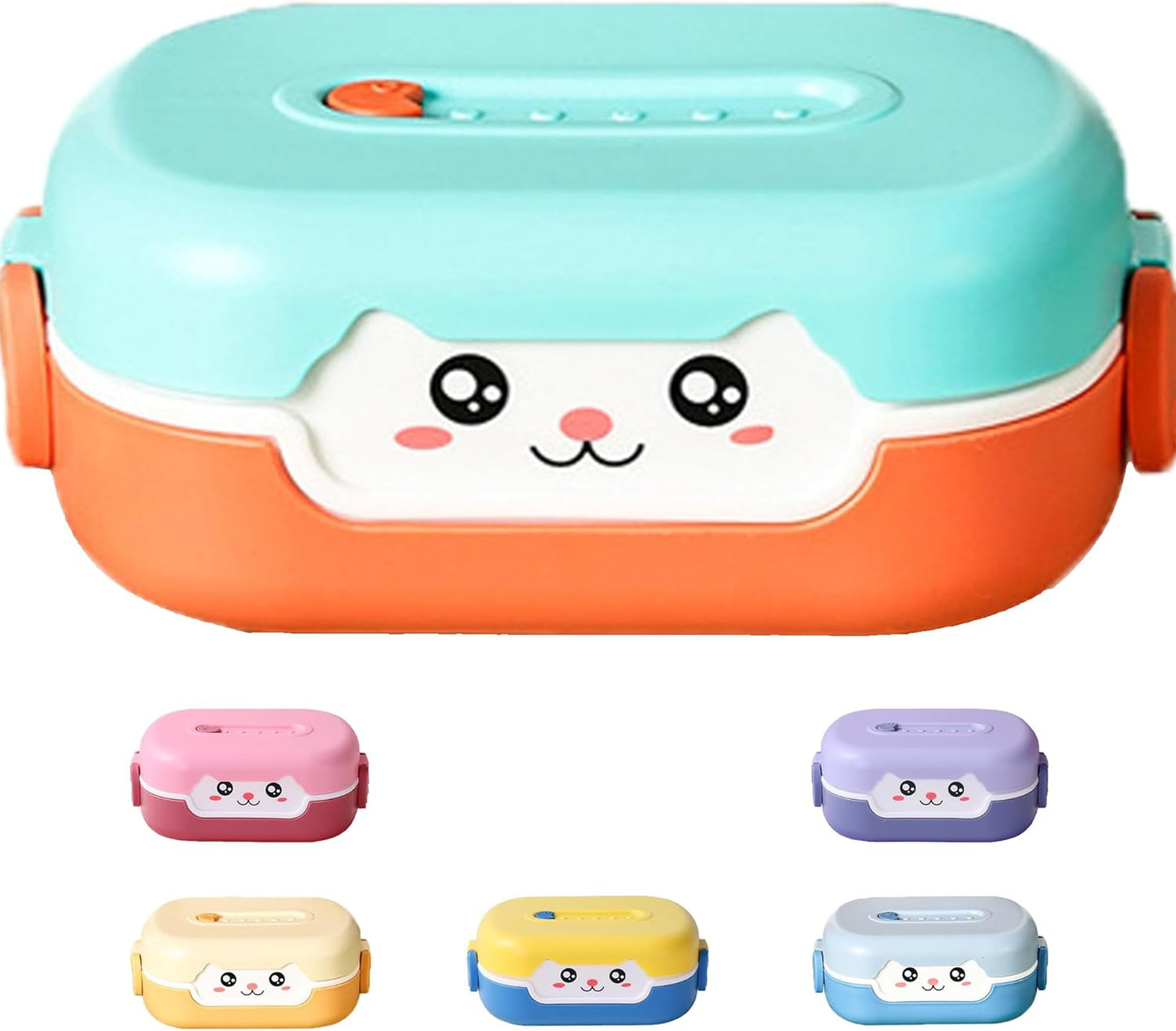 Cute Bento Box, with Cutlery Set Portable Lunch Box, 700ML Leak-proof 2 Compartment Lunch Container, Reusable Snack Box, Microwave/Dishwasher/Freezer Safe, BPA Free, Snack Container (Purple)